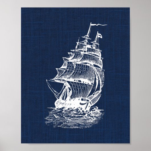 Piraten-Schiff Druck im nautischen Stil Poster (Vorne)