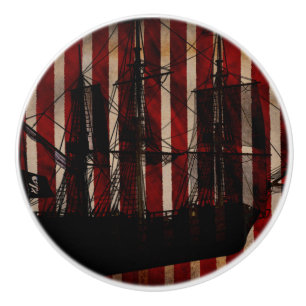 Piraten-Schiff-Grunge-gestreifte Schlafzimmerschra Keramikknauf