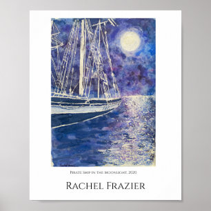 Piraten Schiff im Mondlicht Poster