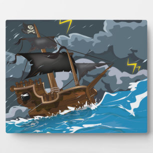 Piraten Schiff im Sturm Fotoplatte