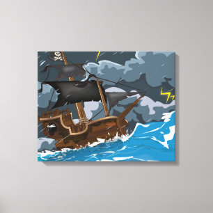 Piraten Schiff im Sturm Leinwanddruck