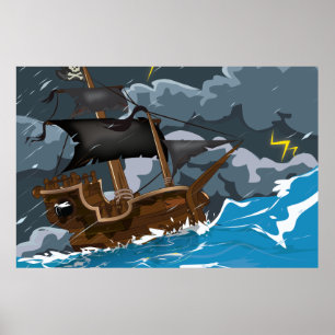Piraten Schiff im Sturm Poster