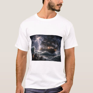 Piraten Schiff im Sturm T-Shirt