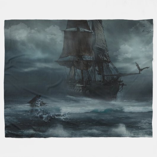 PIRATEN-SCHIFF in einem STURM Fleecedecke (Vorderseite (Horizontal))
