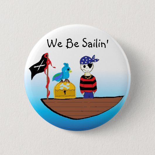 Piraten Schiff Mit Schätzen Button (Vorderseite)