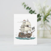 Piraten Schiff Postkarte (Stehend Vorderseite)