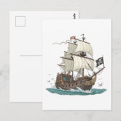 Piraten Schiff Postkarte (Vorne/Hinten)