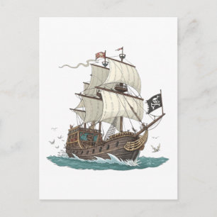 Piraten Schiff Postkarte
