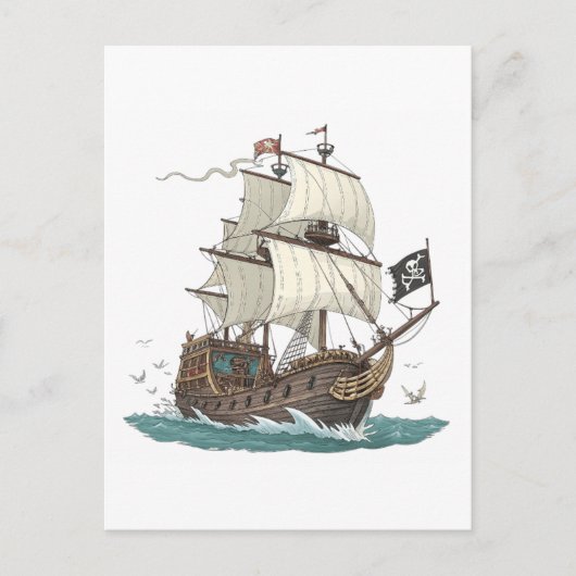 Piraten Schiff Postkarte (Vorderseite)