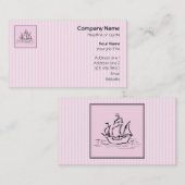 Piraten-Schiff. Schwarzes und Rosa Visitenkarte (Vorne/Hinten)