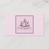 Piraten-Schiff. Schwarzes und Rosa Visitenkarte (Rückseite)