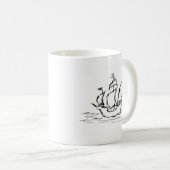 Piraten-Schiff. Schwarzweiss. Kaffeetasse (VorderseiteRechts)