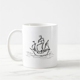 Piraten-Schiff. Schwarzweiss. Kaffeetasse