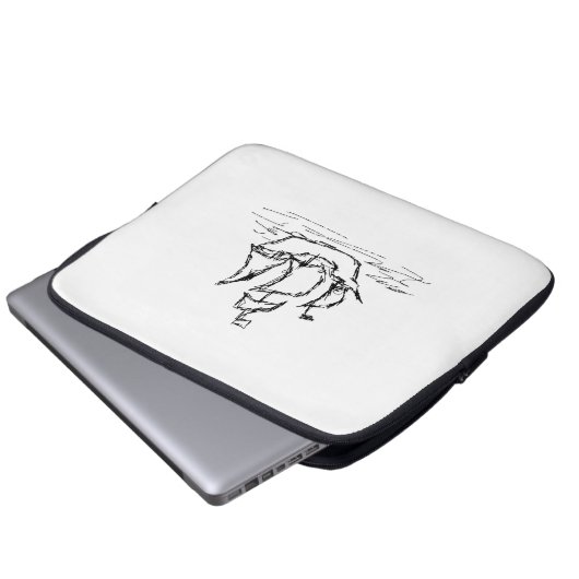 Piraten-Schiff. Schwarzweiss. Laptopschutzhülle (Vorne Knopf)