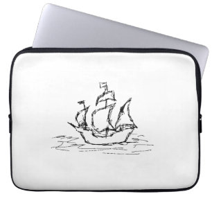 Piraten-Schiff. Schwarzweiss. Laptopschutzhülle