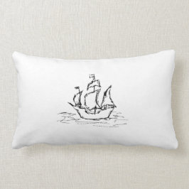 Piraten-Schiff. Schwarzweiss. Lendenkissen