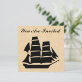 Piraten-Schiff. Segeln-Schiff Einladung (Stehend Vorderseite)