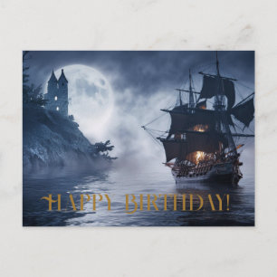 Piraten Schiff und Burg Alles Gute zum Geburtstag Postkarte