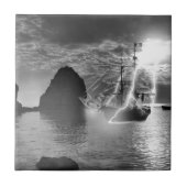 Piraten-Schiffs-Catalina-Insel-Blitz Fliese (Vorderseite)