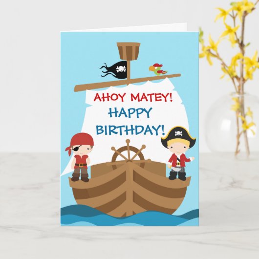 Piraten-Schiffs-Geburtstagsgruß Karte (Gelbe Blume)