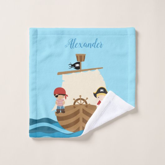 Piraten-Schiffs-Junge Badhandtuch Set (Waschlappen)