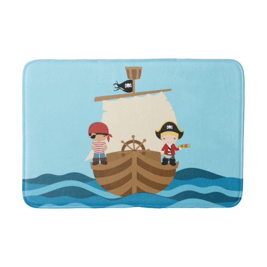 Piraten-Schiffs-Jungen-Bad-Matte Badematte (Vorderseite)