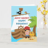 Piraten-Schiffs-Jungen-Geburtstagsgruß Karte (Gelbe Blume)