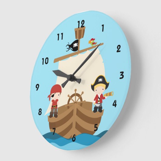 Piraten-Schiffs-Jungen-Wanduhren Große Wanduhr (Winkel)