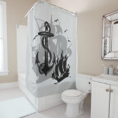 Piraten-Schiffs-u. Anker-schwarze Silhouette Duschvorhang (Beispiel)
