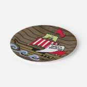 Piraten-Schiffs-und Holz-Planken Pappteller (Schrägansicht)