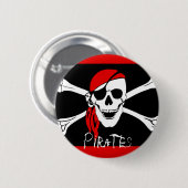 Piraten - schwarz und roter Piraten-Schädel Button (Vorne & Hinten)