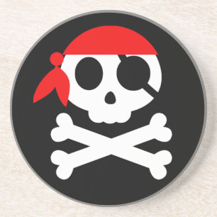 Piraten-Skeleton Schädel-Bandanna Getränkeuntersetzer