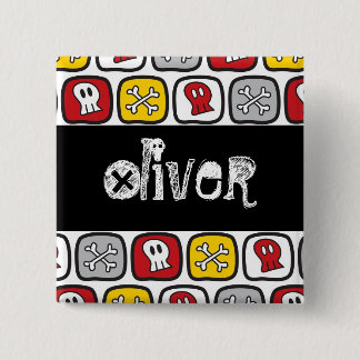 Piraten-Skulls & Bones-Kind-Geburtstagspartei-Name Button