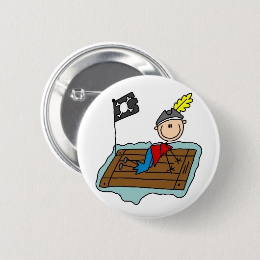 Piraten-Strichmännchen-Knopf Button (Vorne & Hinten)