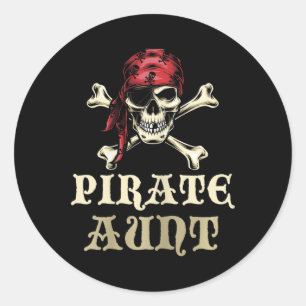 Piraten-Tante-Skull-Matching-Oma-Halloween-Kostüm Runder Aufkleber