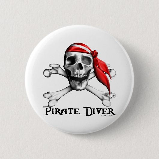 Piraten-Taucher-Knopf Button (Vorderseite)