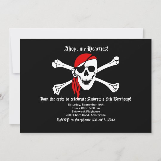 Piraten Totenkopf Mit Gekreuzter Knochen Einladung Einladung Zazzle De