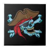 Piraten-Totenkopf mit gekreuzter Knochen Fliese (Vorderseite)