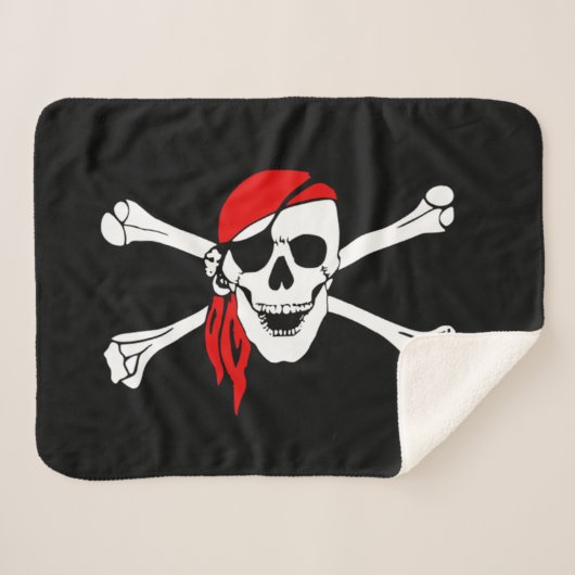 Piraten-Totenkopf mit gekreuzter Knochen Sherpadecke (Vorderseite (Horizontal))