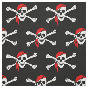 Piraten-Totenkopf mit gekreuzter Knochen Stoff