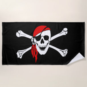 Piraten-Totenkopf mit gekreuzter Knochen Strandtuch