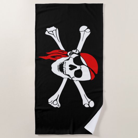 Piraten-Totenkopf mit gekreuzter Knochen Strandtuch (Vorderseite)