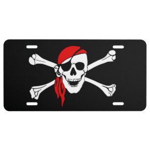 Piraten-Totenkopf mit gekreuzter Knochen US Nummernschild