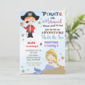 Piraten und Meerjungfrauen zum Geburtstag einladen Einladung (Stehend Vorderseite)