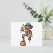 Piraten und Papagei Postkarte (Stehend Vorderseite)