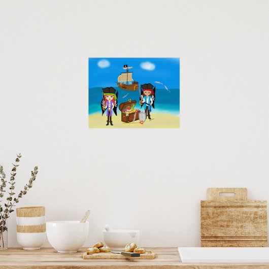 Piraten und Schätze Poster (Küche)