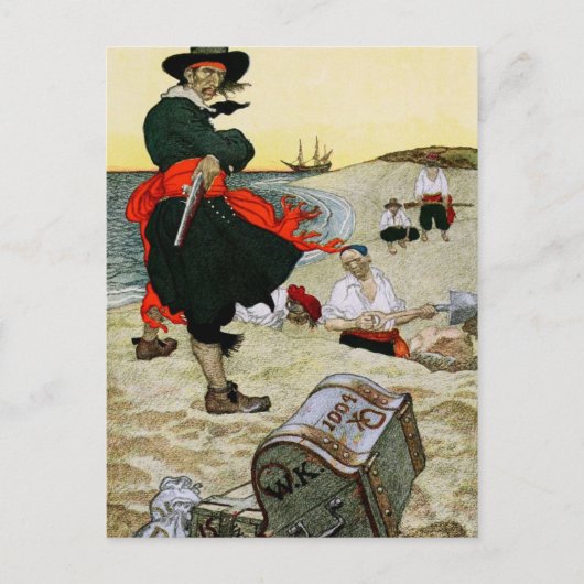 Piraten vergrabener Schatz Postkarte (Vorderseite)