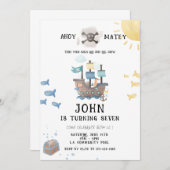 Piraten zum Geburtstag Einladung (Vorne/Hinten)