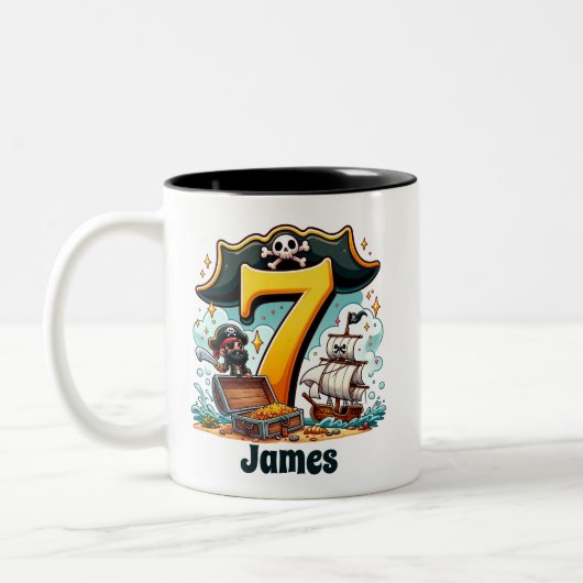 Piratenabenteuer - Feiern von 7 Meeren Spaß Zweifarbige Tasse (Links)