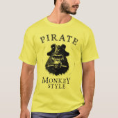 Piratenaffe Monkey Style schwarz weiß T-Shirt (Vorderseite)